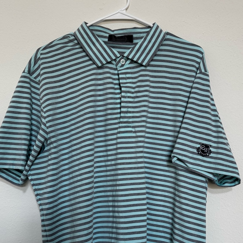 G FORE, Golf Polo, XL, Teal/grey, Carlton Woods logo